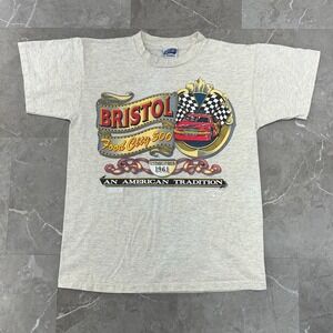 90s Vintage Nascar Bristol Graphic Tee Mens Medium Food City 500 Short Sleeve